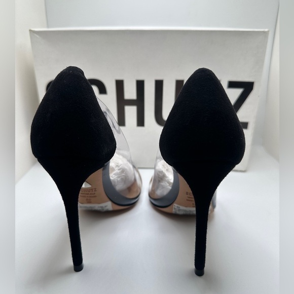 NWT SCHUTZ Den Transparent Silver Flames Pointed Toe Pumps High Heels Sz 5B - Picture 3 of 10